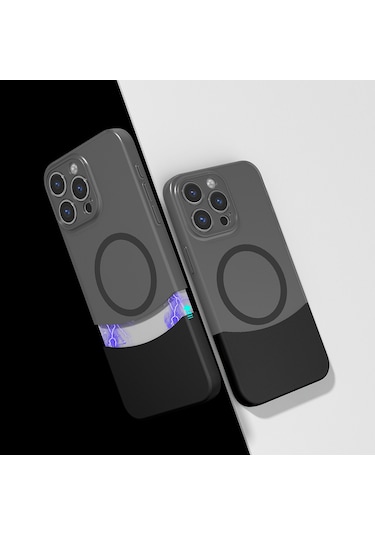 Biriva Home İphone 15 Pro Kılıf M-safe Şarj Özellikli Mıknatıslı Duble Kapak - Siyah Siyah