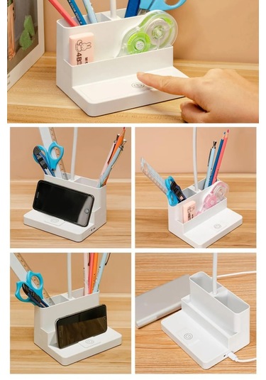 Şarjlı Masa Lambası - 3 Renk Dokunmatik Telefon Standlı 400 Lümen Usb Şarjlı Göz Yormayan Işık Beyaz