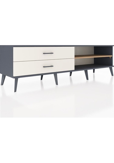 Hyperion Tv Ünitesi Tek Raflı 2 Çekmeceli 176x44x51 Antrasit-çam/aytaşı Atlas Çam/aytası