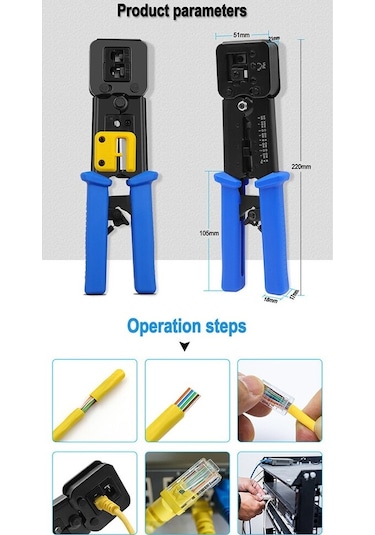 Ez Rj45 Rj11 Yeni Nesil Delikli Konnektör Pense 4445 Çakma Sıkma