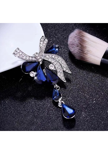 Sones Kadın Matkap Damla Kelebek Düğümlü Broş Mavi