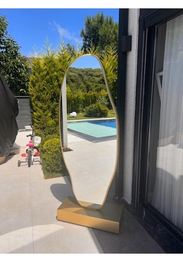 Asimetrik Ayna, Ultralüx Boy Aynası, Asimetrik Boy Aynası 188x66 180 X 65 Gold