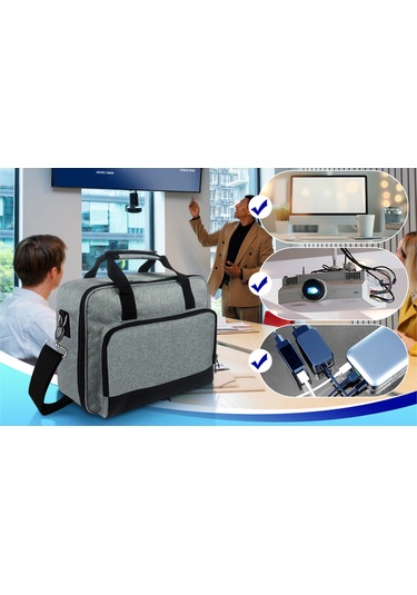 Vkemall Projektör Çantası, Oxford Kumaş, 36x28x10 Cm, Çoklu Bölmeli, Taşıma Kemerli, Elektronik Aksesuarları Korur Vs240, Mh530fhd Vb. Uyumlu