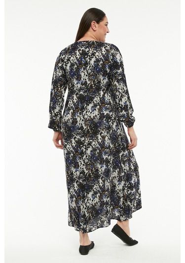 Viskon Kumaş Uzun Çan Kesim Elbise 02