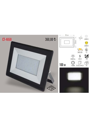 Cata Ct-4659 100 Watt Slim Led Projektör N11.583