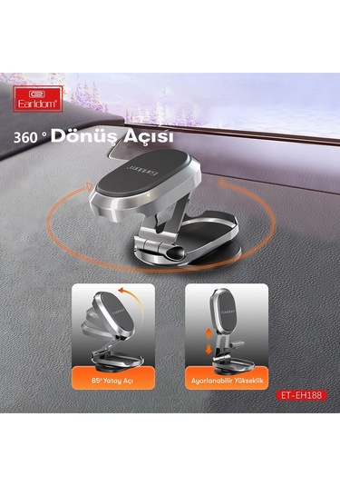 Earldom Eh188 Katlanabilir Manyetik Araç Tutucu - Siyah M414