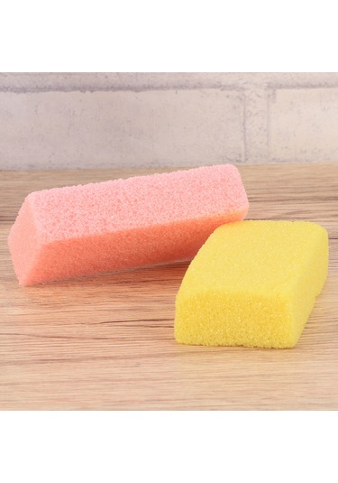 Symbee 2 Adet Ayak Bakımı Seti: Aşınmış Cilt Ve Kalın Deri Kaldıran Fosfor Taşı İle Sponge Blok, Evde Salon Kalitesi Aşınma Temizleyici Pembe - Sarı