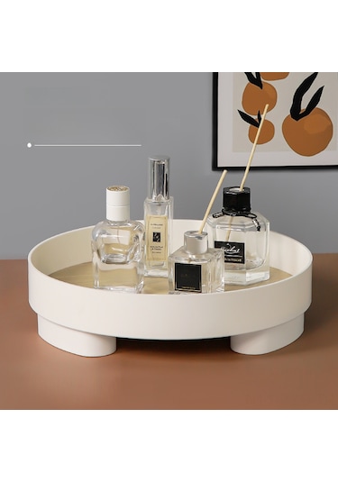 Yuntech01 Ahşap Mutfak Makyaj Dolabı Taşıyıcı - Beyaz Büyük Boy Organize Edici Tabak, Parfüm Kozmetik Meyve Depolama Kutusu