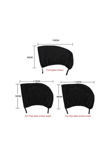 Youtek Araç İçin Esnek Ve Nefes Alabilen Siyah Güneşlik Perde, 125x50cm Boyutunda, 2 Adet