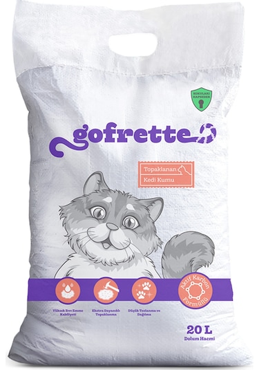 Gofrette Natural Topaklaşan Bentonit Kedi Kumu 20 L