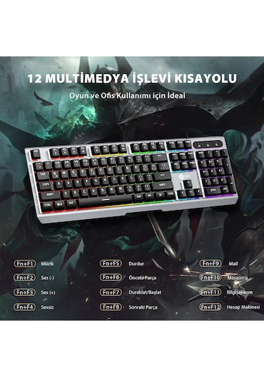 Lecoo KB121 USB Kablolu Makro Tuşlu Rainbow Membran Gaming Türkçe Q Klavye