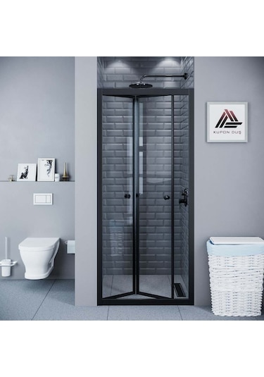 Vesta D500 Katlanır Duşakabin Siyah Profil Şeffaf Cam H: 190 Cm Diğer