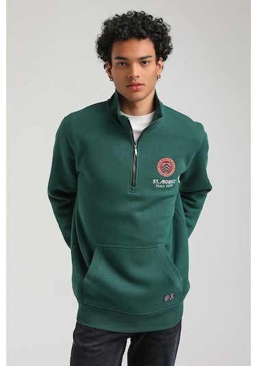 New World Polo Yeşil Slim Fit Half-zip Sweatshirt 23fwm64064-yesıl Yeşil