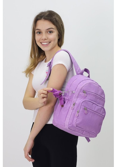 Sevimli Peluş Figürlü Günlük Kadın Sırt Çantası Şık, Kullanışlı, Okula Ve Seyahate Uygun Lila