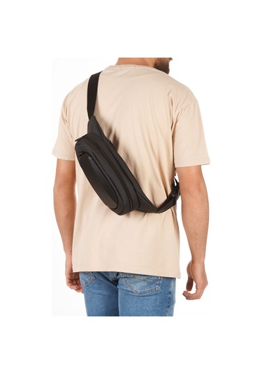 Siyah Günlük Çapraz Bel Ve Omuz Çantası Pos Makinası Uyumlu Çapraz Çanta Siyah