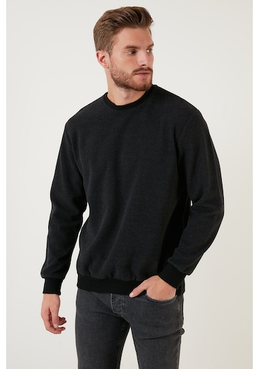 Buratti Slim Fit Bisiklet Yaka Pamuklu Erkek Kazak 456201 Antrasit