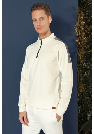 Swt 012 Swea Slim Fit Ekru Spor 47 - Sweatshırt Ekru