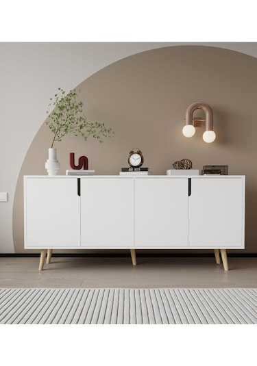 Latina Ahşap Ayaklı Modern Konsol 180 Cm Beyaz