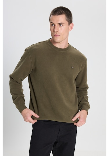 Wrangler Regular Fit Normal Kesim Bisiklet Yaka Haki Sweatshirt Haki