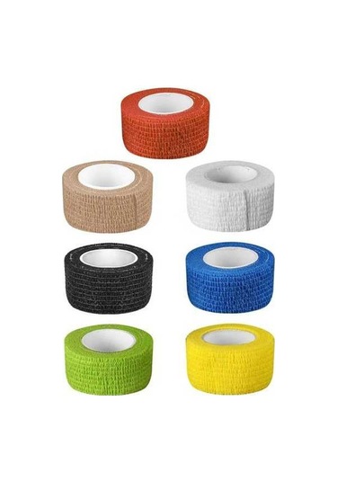 Fastbuy 7 Renkli 2.5cm X 2m Elastik Öz Tutuculu Bandaj - Beyaz, Siyah, Kırmızı, Sarı, Kahve, Mavi, Yeşil, Kayma Engeli, Suya
