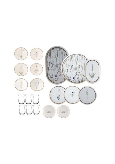 Porland Botanical 26 Parça 6 Kişilik Kahvaltı Takımı Beyaz