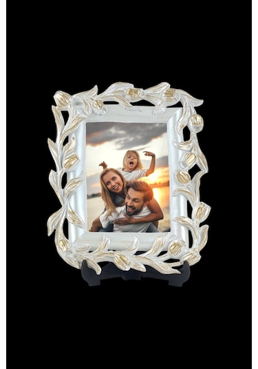 Lale Desenli Polyester Fotoğraf Çerçevesi - Sedef