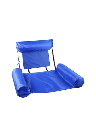 Mufunye Gemi Mavisi Çift Yataklı Çalıştırılabilir Su Yatağı - Yatırganlı Fonksiyonlu Katlanabilir Su Üstü Rahatlatıcı