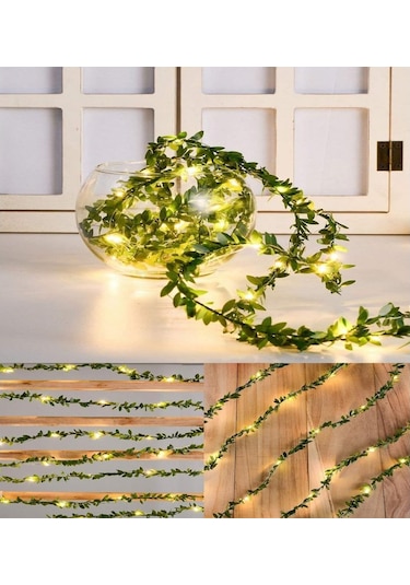 Cajuart Yapay Yapraklı Yeşil Sarmaşık 3 Metre Peri Led Işık Süs