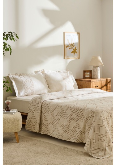 Kaşmir Home Sagan Çift Kişilik Pike Takımı Bej Bej