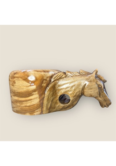 Ahşap El Oyması At Figür Kuksa. 17x10x8 Cm