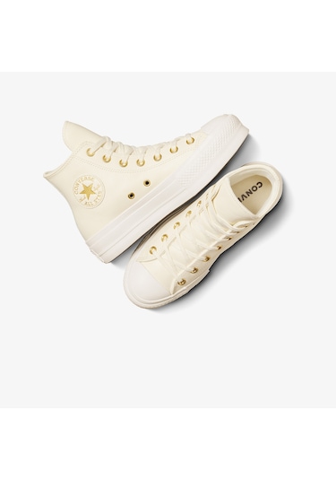 Converse Chuck Taylor All Star Lift Unisex Krem Deri Platform Sneaker A12764c Krem