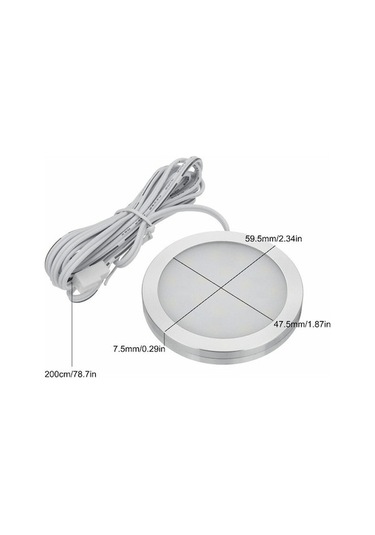 Geeksen İnce Led Dolap Aydınlatma, 21 Led'li Yuvarlak Tasarım, Mutfak Ve Vitrinler İçin 3000k Sıcak Beyaz, Yan Çıkışlı, 8 Adet