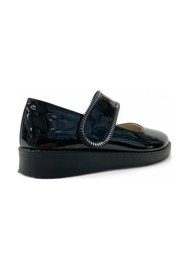 174 Kız Çocuk Okul Babet Siyah Rugan