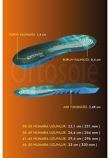 Ortosole - Ortopedik Memory Foam,  Natural Kemer Destekli Tabanlık