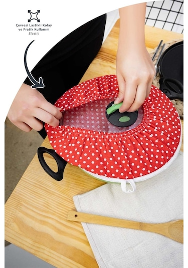 6 Parça Mutfak Seti & Mutfak Önlüğü , Fırın Eldiveni , 2li Tutacak , Organizer Poşetlik , Demlematikkırmızı Puantiye