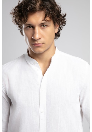 Lee Cooper Julsa Erkek Uzun Kol Dokuma Gömlek-19759 Beyaz