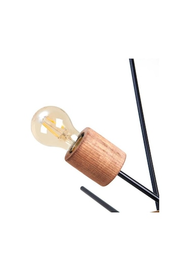 Correx Simurg Ahşap Detaylı 4'lü Avize Kahverengi / Siyah