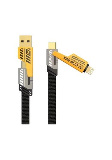 4 Ü 1 Arada Hızlı Şarj Kablosu 65w Pd / 27w Destekli İphone Type-c, Lightning, Usb-a Uyumlu Ve Veri Aktarım Kablosu