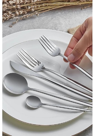 Karaca Orion 30 Parça 6 Kişilik Çatal Kaşık Bıçak Takımı Platin