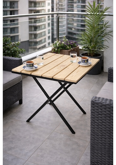 Ecowood Katlanır Masa Balkon Bahçe Kamp Ahşap
