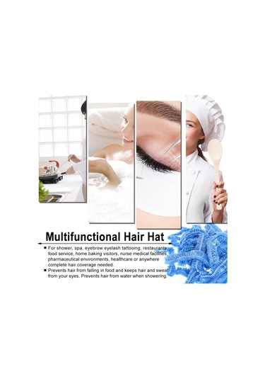 Xindoker 100 Adet Tek Kullanımlık Plastik Şapka - Saç Koruyucu, Su Geçirmez, Esnek Tabanlı - Duş, Spa, Restoran Ve Sağlık Ortamları İçin Diğer