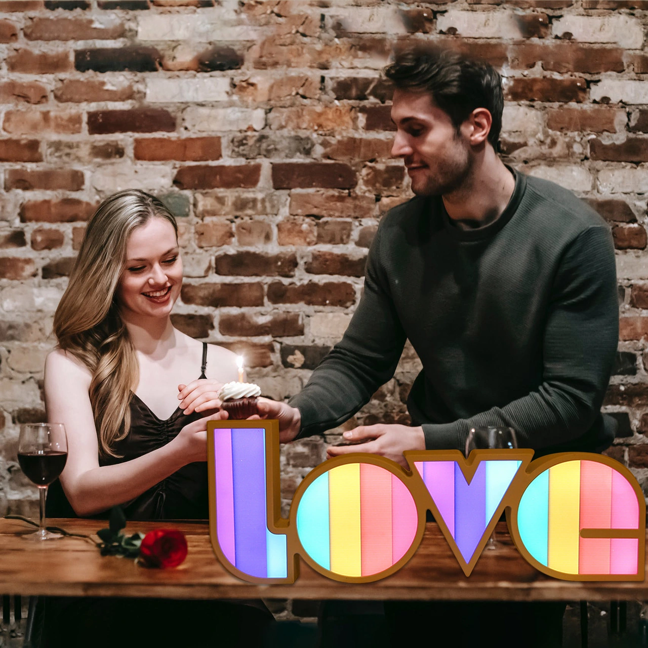 Hombey Renkli Sürekli Aydınlatma Led Aşk Harf Lambası - Usb Ve Pil İle Çalışır, Ev Dekorasyonu, Nikah, Seçilim İçin Diğer