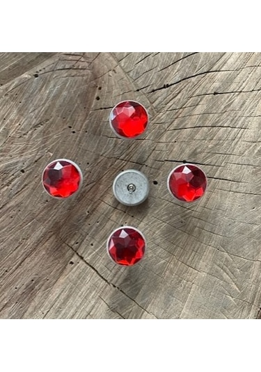 KIRMIZI RENK TAŞLI KABARA RAPTİYE KIRMIZI KOLTUK ÇİVİSİ 16MM 10AD