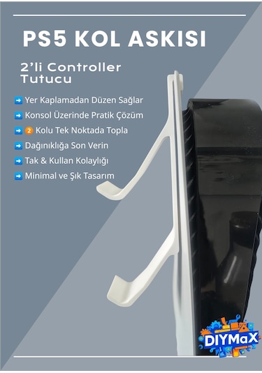 Ps5 Kol Askı Aparatı 2 Li Controller Tutucu Clip, Playstation 5 Yan Montaj Standı - Beyaz