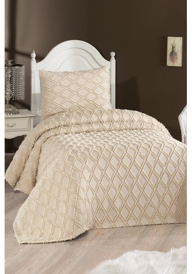 Çeyiz Diyarı Vesya 2 Parça Tek Kişilik Pike Takımı Bej Bej