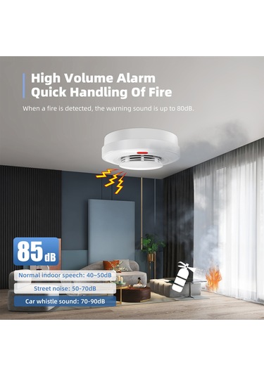 Youmex Tuya Wifi Duman Alarmı, Akıllı Telefon Uygulaması İle Uzaktan Kontrol, 360 Derece Algılama, Yüksek Ses Seviyesi Pil Dahil Değil A600w