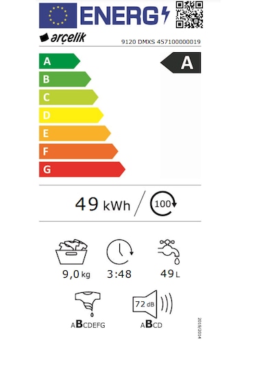 Arçelik 9120 DMXS 1200 Devir 9 KG Çamaşır Makinesi