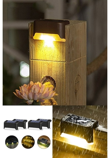 Dekoratif 4 Adet Köşebent Merdiven Veranda Solar Güneş Enerjili Led Lamba Dekor Bahçe Aydınlatma