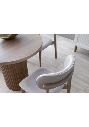 İris İskandinav Ahşap Masa Sandalye Takımı 80x190 Natural