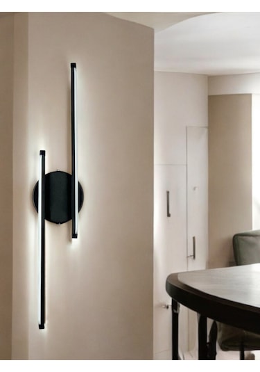 Sare Aplik Siyah Renk Modern Tasarım - Hol - Banyo - Mutfak - Salon -yatak Odası Gün Işığı Led Aplik Siyah